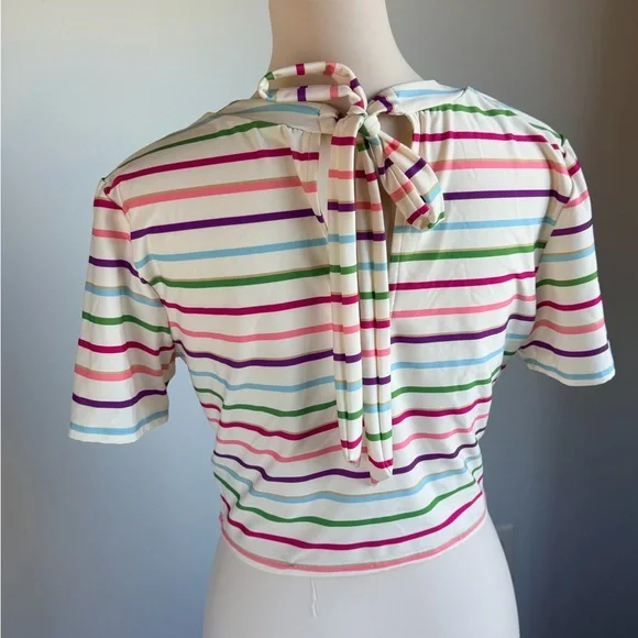 Kate Spade Sport or Swim Striped Multicolor Crop Top Small - Picture 4 of 14